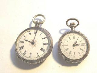 Two Antique Silver Pocket Watches For Spares