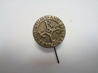 Vintage Antique Brass Germany 1951 Aachen Heiligtumsfahrt Stick Pin Lapel Pin