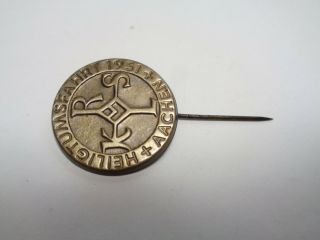 Vintage Antique Brass GERMANY 1951 AACHEN HEILIGTUMSFAHRT Stick Pin Lapel Pin 2