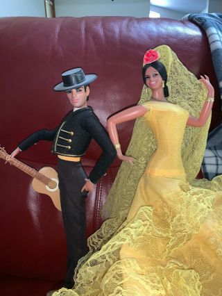 Marin Chiclana Dolls Spain Flamenco Man Woman Dress 18 " Pair - Vintage 70 