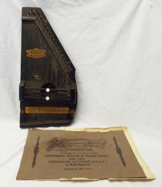 Antique Zimmermann Autoharp No.  71 Phonoharp Co.  Harp Musical Instrument Zither