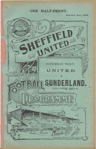Antique Programme Sheffield United Reserves V Worksop Town 2 - 1 - 1909