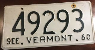 49293 Antique 1960 Vermont License Plate Vintage Tag 1960’s See Vt