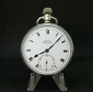 Solid Silver Kays Keyless Triumph Gentlemans Pocket Watch Hallmarked 1937 Dennis