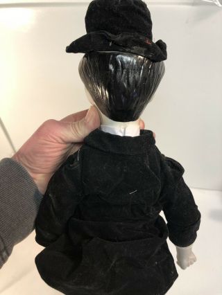 Vintage Charlie Chaplin Silent Film Actor Porcelain Doll Soft Body Black Velvet 5