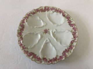 Antique Gda Limoges France Haviland Porcelain China Oyster Plate,  Pink Roses