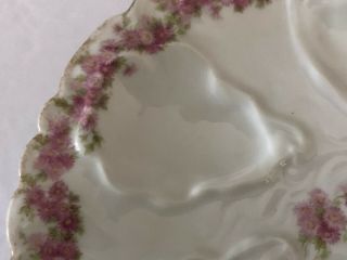 Antique GDA Limoges France Haviland Porcelain China Oyster Plate,  Pink Roses 3