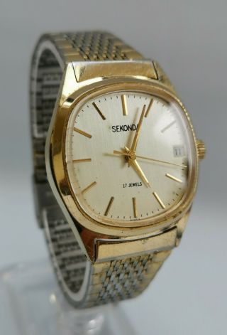 Vtg Sekonda Poljot 2614.  2h Vintage Ussr 17 Jewel Mechanical Gents Wrist Watch