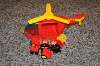 Lego Duplo Vintage Helicopter Fireman Pilot Figures 2692 Propeller Hose Rare