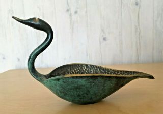 Vintage Pal Bell Co Made In Israel Brass Bronze Swan Trinket Dish Ash Tray