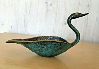 Vintage Pal Bell Co Made In Israel Brass Bronze Swan Trinket Dish Ash Tray 2