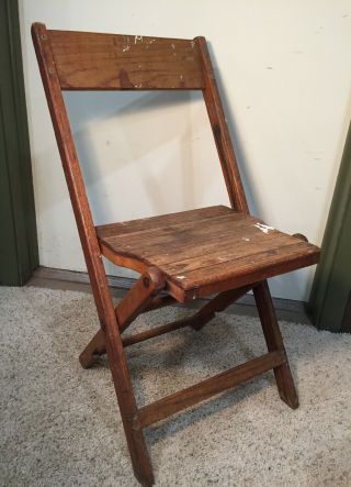 Vintage Antique Snyder Wood Slat Folding Chair Made In The Usa