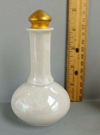Antique Royal Austria Iridescent Pearl Porcelain Perfume Bottle Decanter,  C.  1919