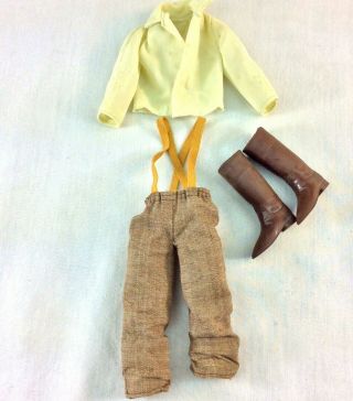 Vintage Mattel Big Jim Action Doll Clothes 1971 Pants Suspenders Shirt Boots