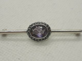Antique Edwardian Silver Amethyst And Marcasites Brooch.