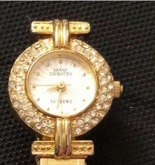 Vintage Sarah Coventry Quartz Watch Gold With Rhinestone