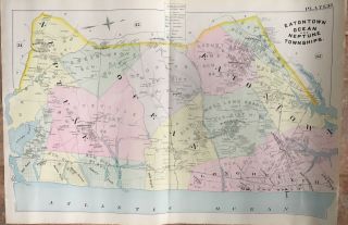 1888 Eatontown Ocean & Neptune Twps Long Branch Nj Monmouth Park Track Atlas Map