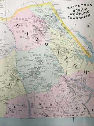 1888 EATONTOWN OCEAN & NEPTUNE TWPs LONG BRANCH NJ MONMOUTH PARK TRACK ATLAS MAP 3