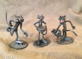 Pink Panther 1981 Spoontiques Pewter Set Of 3 Happy Birthday Soccer Skating