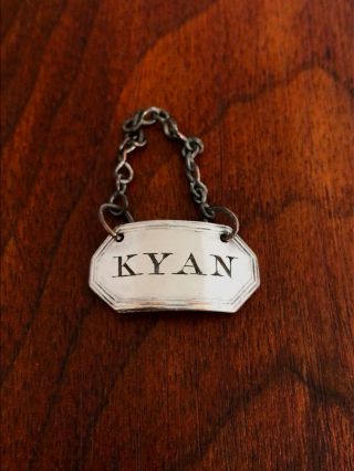 - Old Sheffield Plate 18thc Sauce Bottle Tag,  Kyan,  Probably English C.  1770