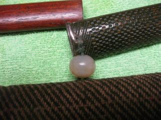Antique Vt Japanese Tobacco Pouch Pipe Wood Case with Purse Jade Ball Dragon 6