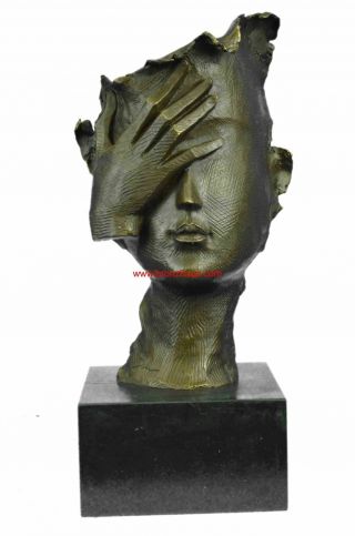 Salvador Dali Tribute Bronze Face Mask Bust Sculpture 15 " X 7 "