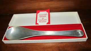 Vintage Gorham Hammered Pewter Tasting Spoon - Box