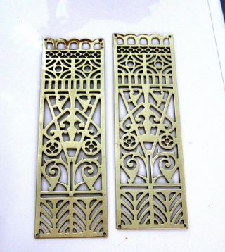 Vintage Solid Brass Reticulated Decorative Panels Door Push