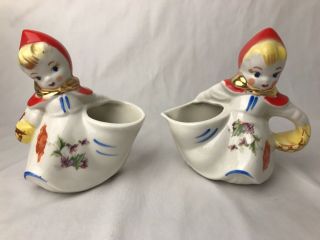 Antique Hull Pottery Little Red Riding Hood Open Sugar & Creamer Pitcher 135889