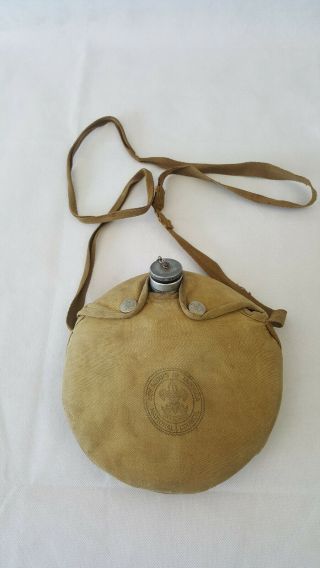 Vintage Boy Scouts Of America Bsa National Council Canteen With 100 Cotton Pouc