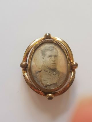 Antique Victorian Swivel Photo Miniature Mourning Brooch