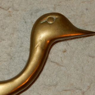 Pair 2 Vintage Solid Brass Duck Double Wall Coat Hat Towel Hook Large Antique 4