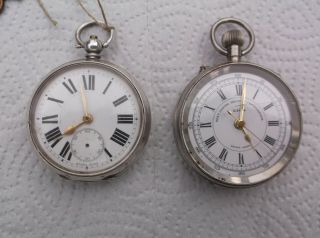 2x Antique Large Heavy Pocket Watches - 1x Silver 925 & 1x Silver Plated.