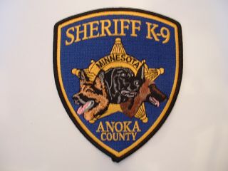 Anoka County Sheriff K - 9 Police Obsolete Cloth Shoulder Patch Minnesota Usa
