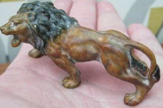 Cold Painted Lost Wax Cast Miniature Bronze Of A Lion Vienna Design