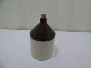 Vtg Ohio Stoneware Brown/White 1 Gallon Whiskey Moonshine Jug 2