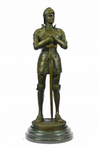 Bronze Statue Of Medieval Warrior Knight In Armor 14.  5 " X 5 "