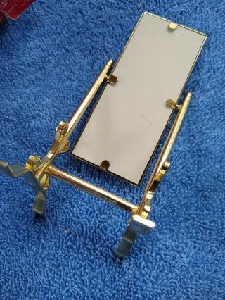 Vintage doll furniture brass Justen swivel floor mirror & coat hat rack 21324B 5
