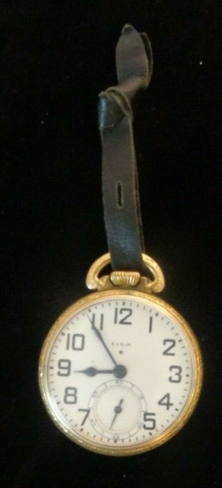 Circa 1941 Elgin Open Face 10k Rolled Gold Plate Pocket Watch W/box Ser.  39858202
