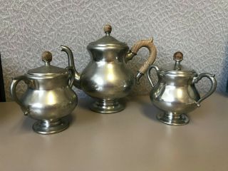 Vintage Royal Holland Pewter Daalderop - Creamer.  Sugar And Teapot