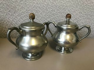 Vintage Royal Holland Pewter Daalderop - Creamer.  Sugar and Teapot 6