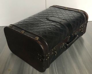 Vintage Trunk Train Case Wooden Leather Suitcases Retro Antique Luggage Decor