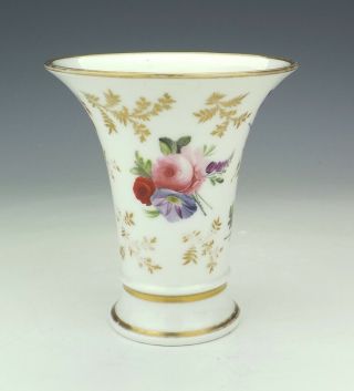Antique English Porcelain - Hand Painted Flowers & Birds Gilded Vase - Lovely