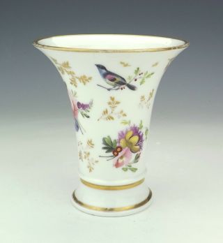 Antique English Porcelain - Hand Painted Flowers & Birds Gilded Vase - Lovely 2