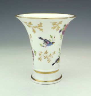 Antique English Porcelain - Hand Painted Flowers & Birds Gilded Vase - Lovely 3