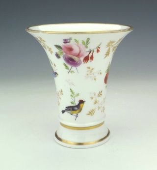 Antique English Porcelain - Hand Painted Flowers & Birds Gilded Vase - Lovely 4
