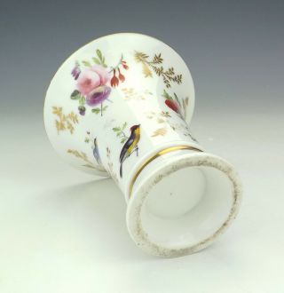 Antique English Porcelain - Hand Painted Flowers & Birds Gilded Vase - Lovely 5