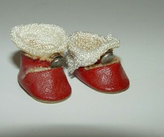 Old Vintage Vogue Ginny Doll Front Snap Red Leatherette Shoes Boots W/ Socks 38