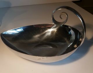 Chase Chrome Art Deco Candy Dish With Handle Mid - Century Modern Retro Usa