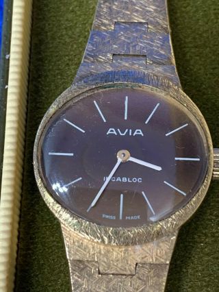 Ladies Vintage Avia 17 Jewel Mechanical Swiss Bracelet Watch Cal 69 - 21